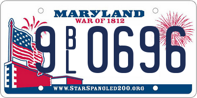 MD license plate 9BL0696