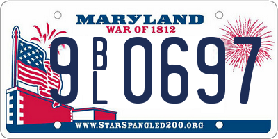 MD license plate 9BL0697