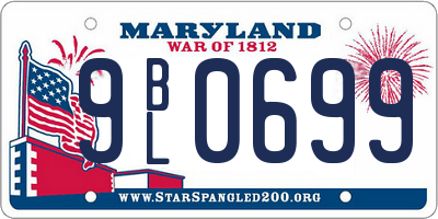 MD license plate 9BL0699