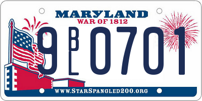 MD license plate 9BL0701