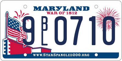 MD license plate 9BL0710