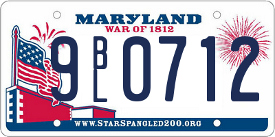 MD license plate 9BL0712