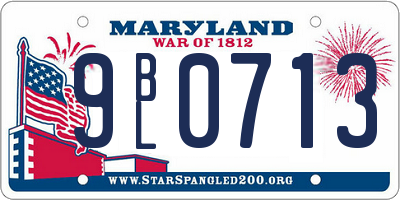 MD license plate 9BL0713