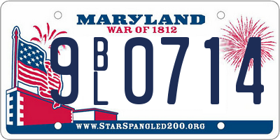 MD license plate 9BL0714