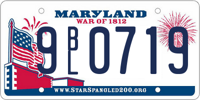 MD license plate 9BL0719