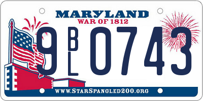 MD license plate 9BL0743