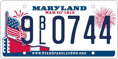MD license plate 9BL0744