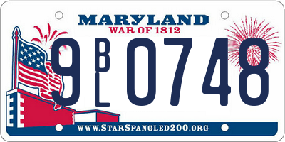 MD license plate 9BL0748