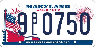 MD license plate 9BL0750