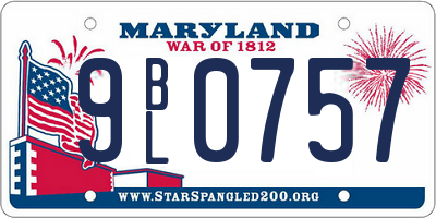 MD license plate 9BL0757