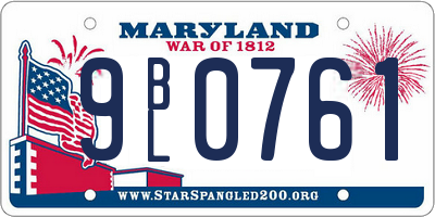 MD license plate 9BL0761