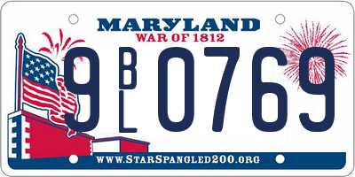MD license plate 9BL0769