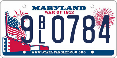 MD license plate 9BL0784