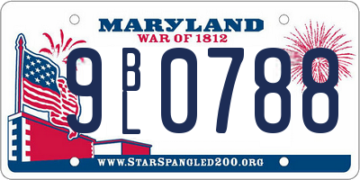 MD license plate 9BL0788