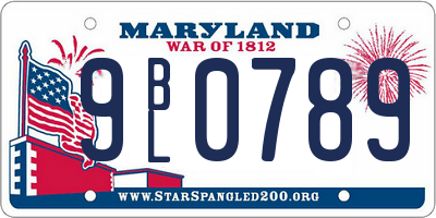 MD license plate 9BL0789