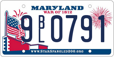 MD license plate 9BL0791