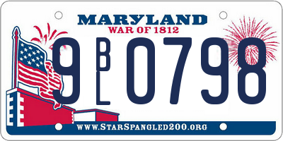 MD license plate 9BL0798