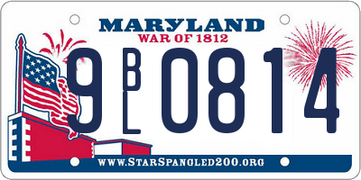 MD license plate 9BL0814