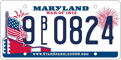 MD license plate 9BL0824