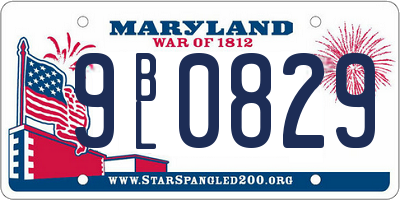 MD license plate 9BL0829