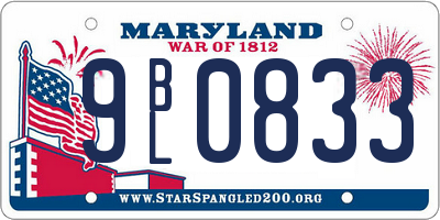 MD license plate 9BL0833