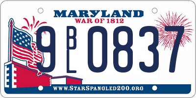 MD license plate 9BL0837