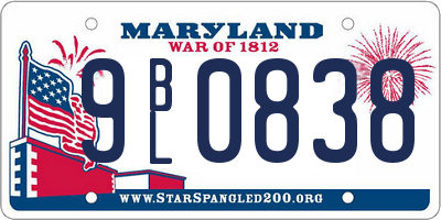 MD license plate 9BL0838