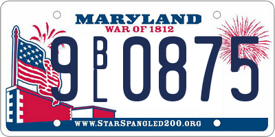 MD license plate 9BL0875