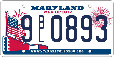 MD license plate 9BL0893