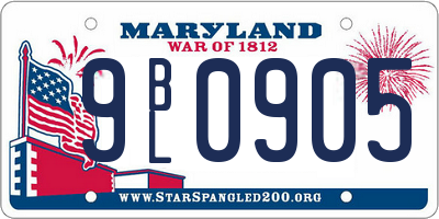 MD license plate 9BL0905