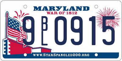 MD license plate 9BL0915