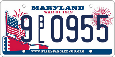 MD license plate 9BL0955