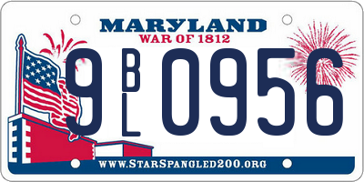 MD license plate 9BL0956