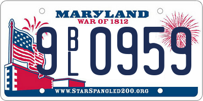 MD license plate 9BL0959