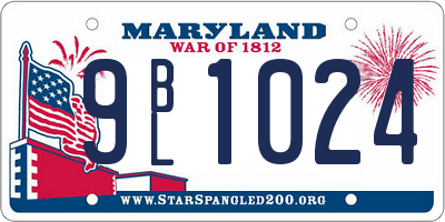 MD license plate 9BL1024