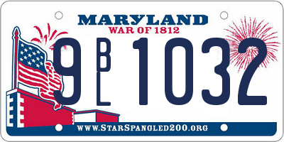 MD license plate 9BL1032