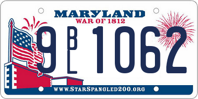 MD license plate 9BL1062