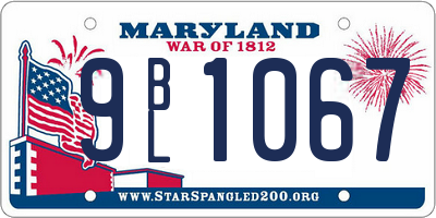 MD license plate 9BL1067