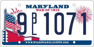 MD license plate 9BL1071