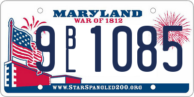 MD license plate 9BL1085