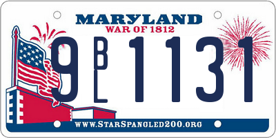 MD license plate 9BL1131