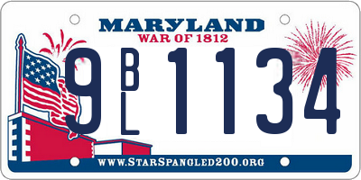 MD license plate 9BL1134