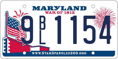 MD license plate 9BL1154
