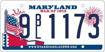 MD license plate 9BL1173
