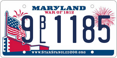 MD license plate 9BL1185
