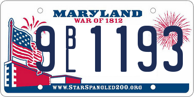 MD license plate 9BL1193