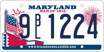 MD license plate 9BL1224