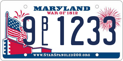 MD license plate 9BL1233