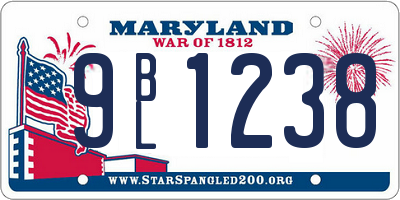 MD license plate 9BL1238