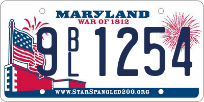 MD license plate 9BL1254